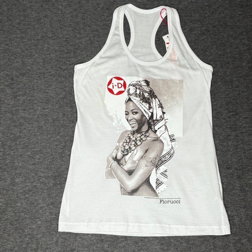 Fiorucci x Naomi Campbell Scoop Neck White Tank Top Womens Size Small